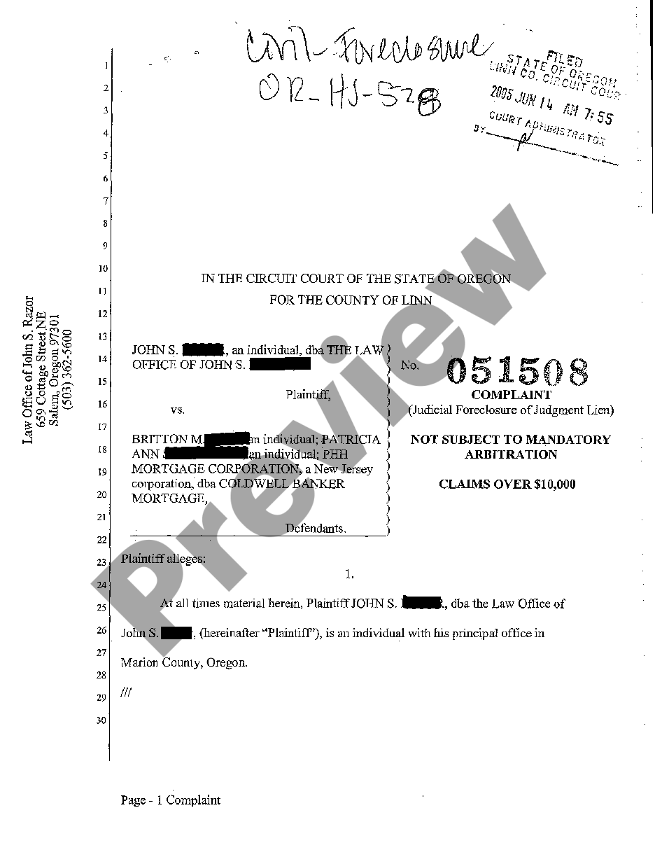 Judgment Lien Oregon Form Us Legal Forms 6445