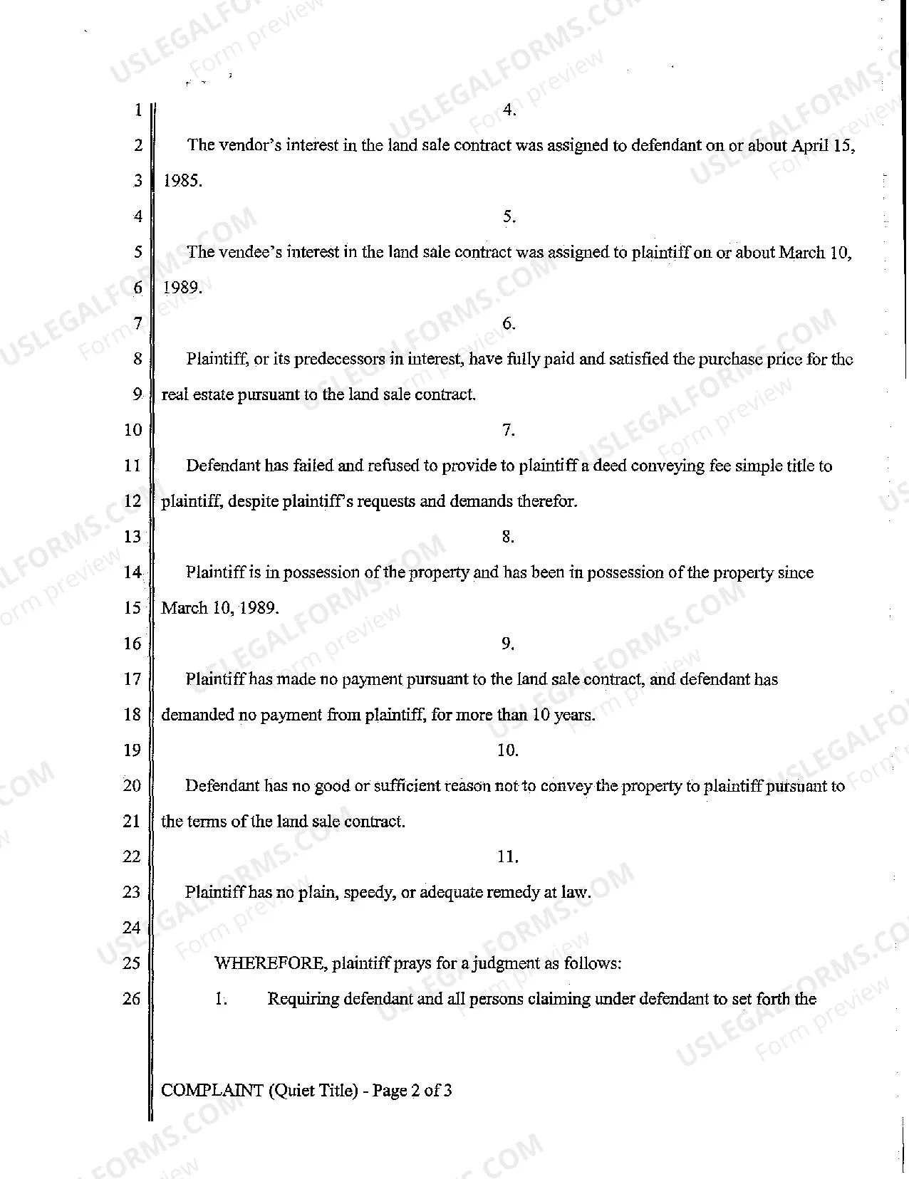 Preview Complaint - Quiet Title