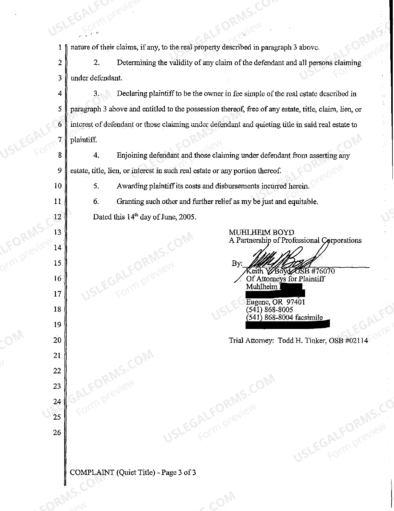 Preview Complaint - Quiet Title