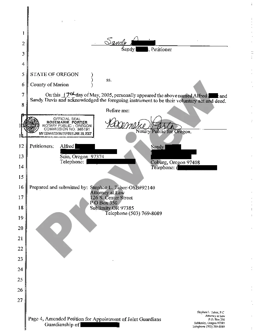 Preview A02 Amended Petition for Appointment of Joint Guardianship of Minor