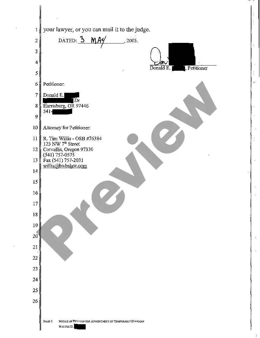 Preview A03 Notice to Respondent of Petition for Appointment of Temporary Guardian