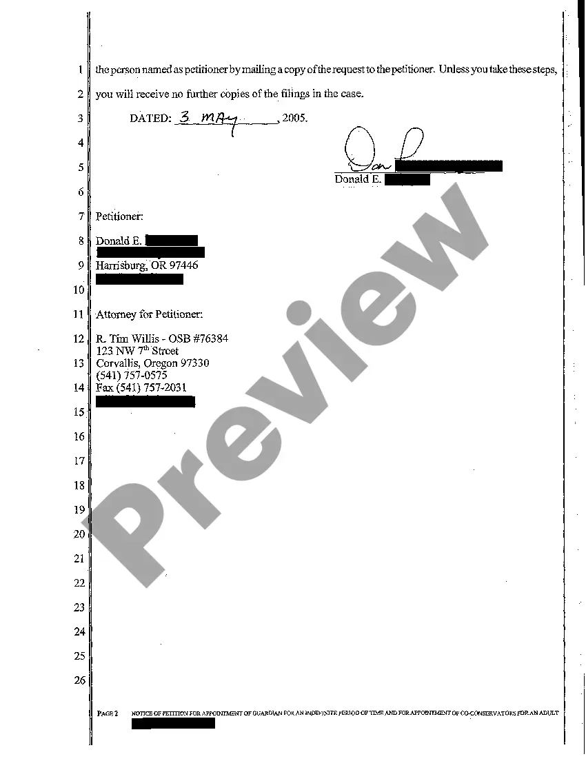 Preview A07 Notice of Petition for Appointment of Guardian and For Appointment of Co-Conservators for an Adult