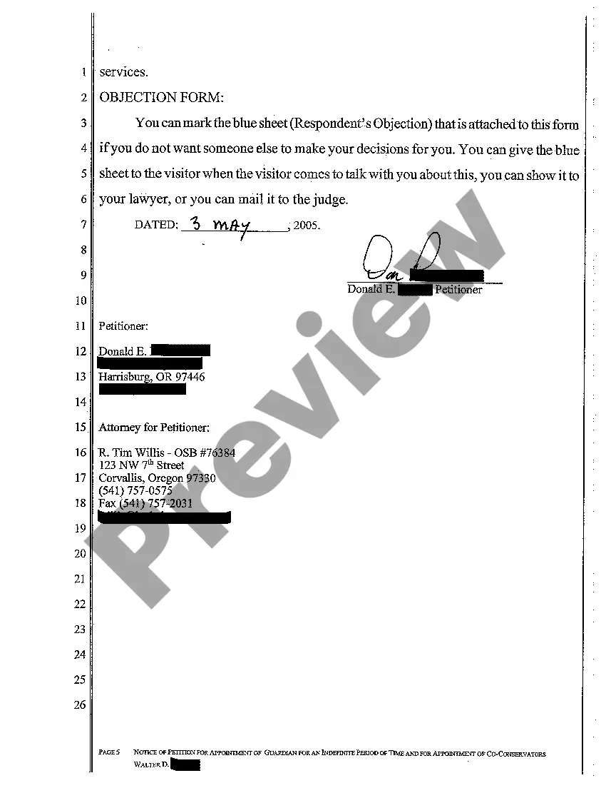 Get A08 Notice to Respondent of Petition for Appointment of Guardian for an Indefinite Time and for Appointment of Co-Conservators for an Adult Preview A08 Notice to Respondent of Petition for Appointment of Guardian for an Indefinite Time and for Appointment of Co-Conservators for an Adult