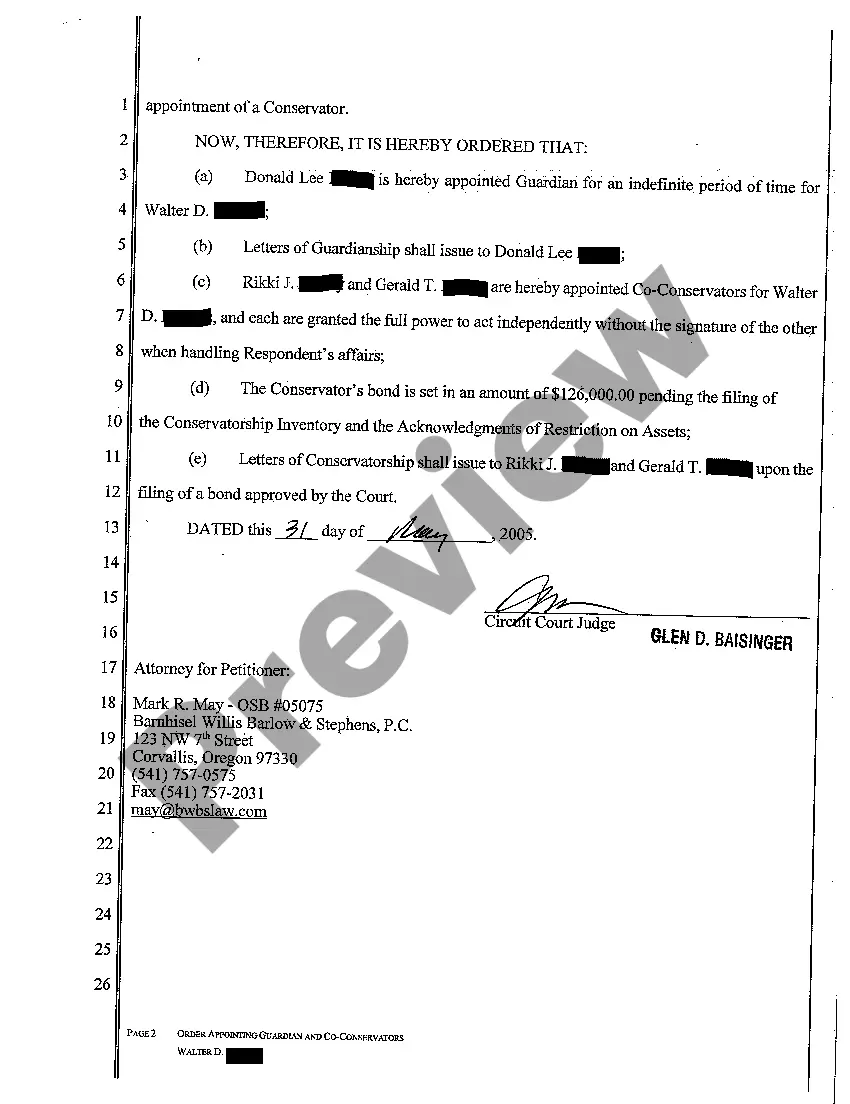 Preview A09 Order Appointing Guardian for an Indefinite Period of Time and Appointing Co-Conservators