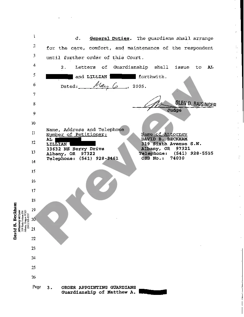 Preview A04 Order Appointing Co-Guardians of Adult