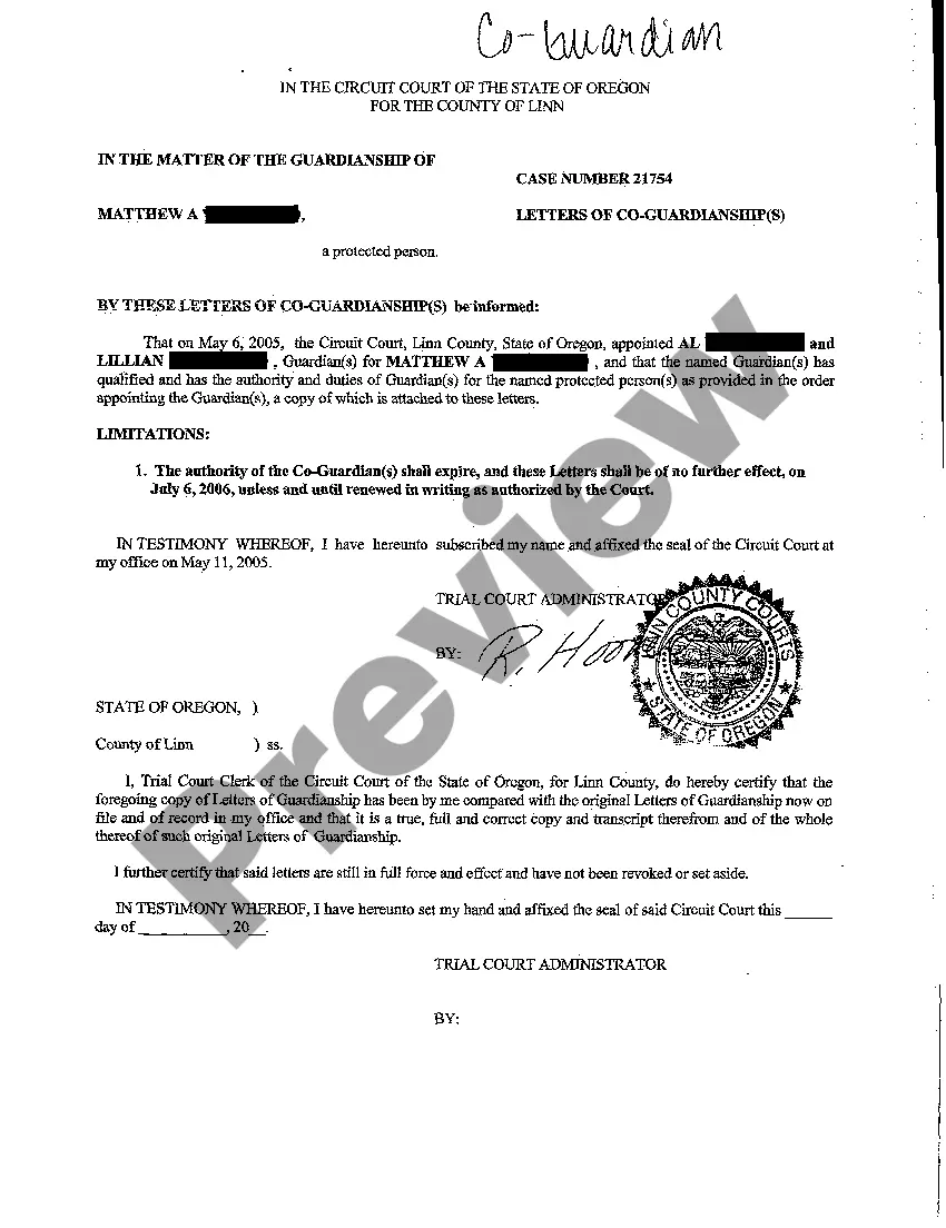 Preview A04 Order Appointing Co-Guardians of Adult