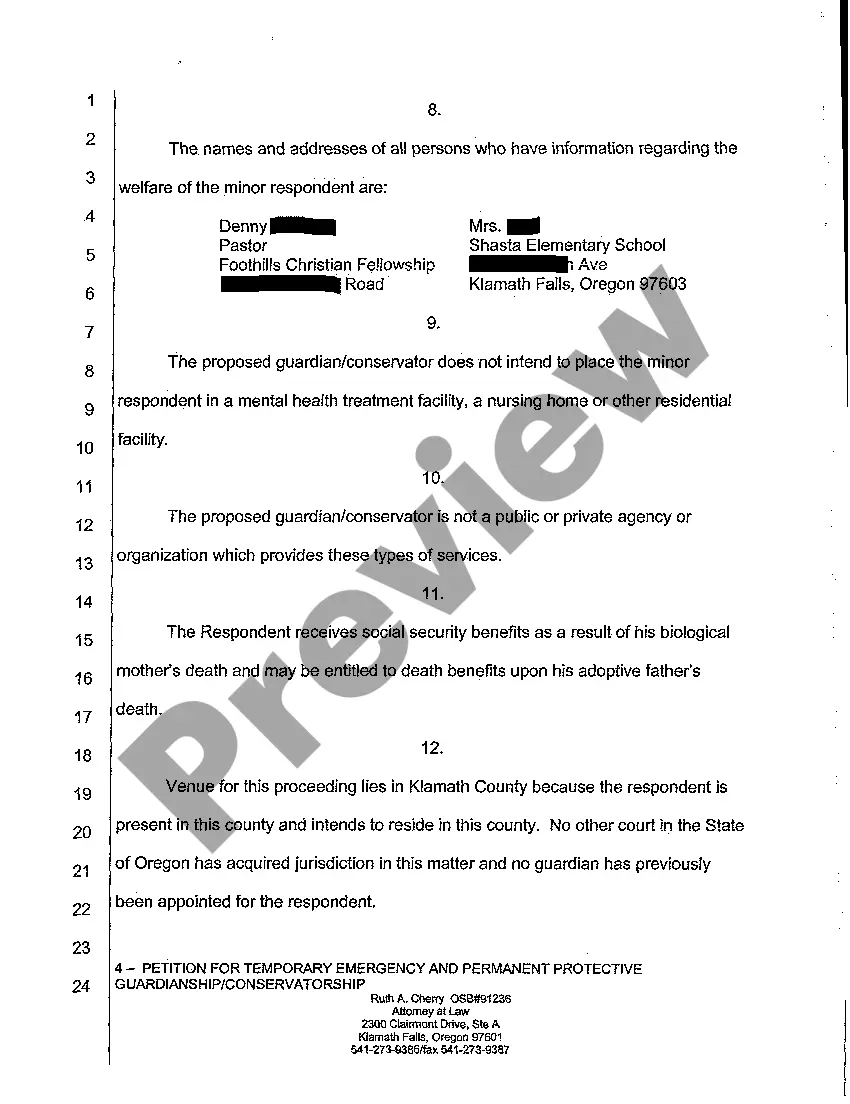 Preview A01 Petition for Appointment of Emergency Temporary and Permanent Protective Guardian Conservators