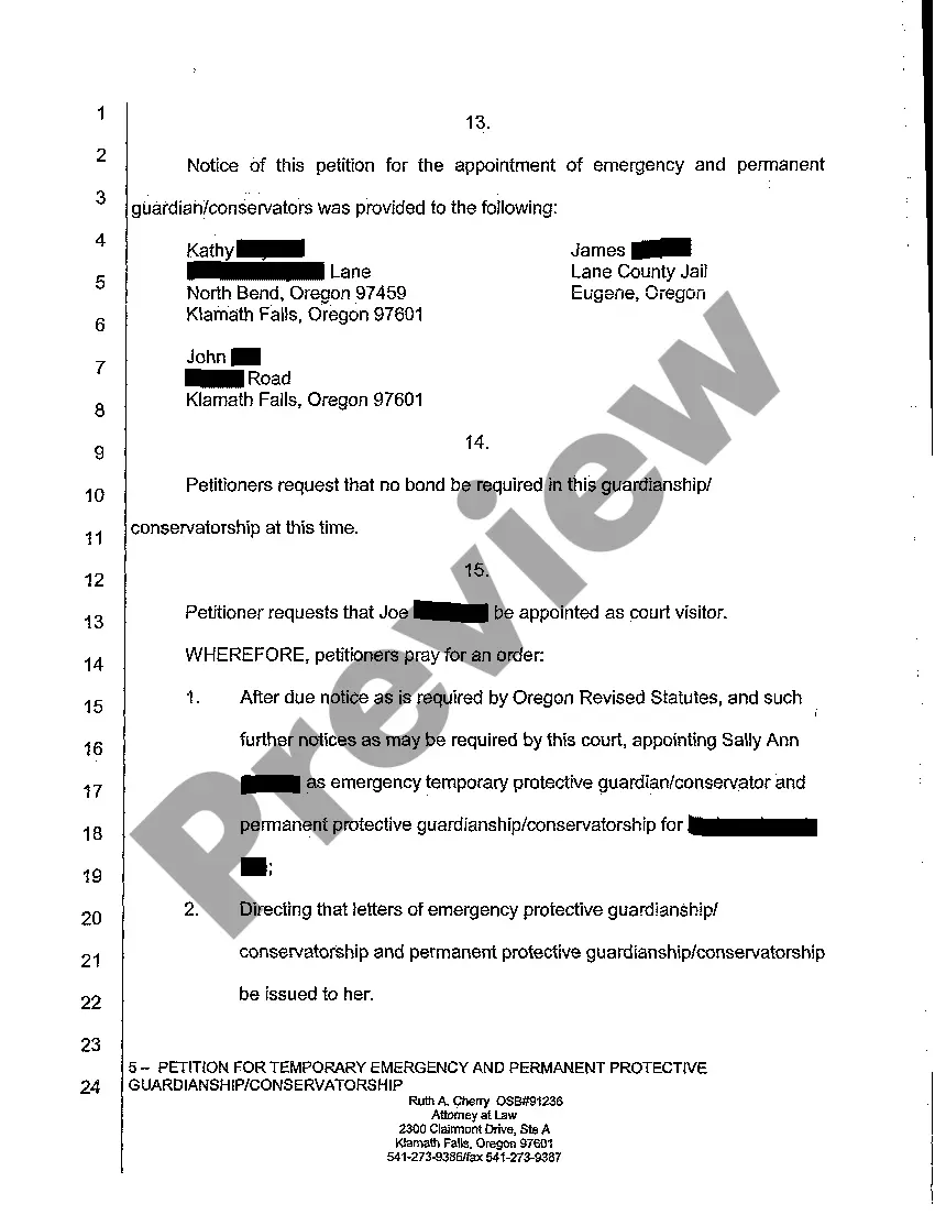 Preview A01 Petition for Appointment of Emergency Temporary and Permanent Protective Guardian Conservators