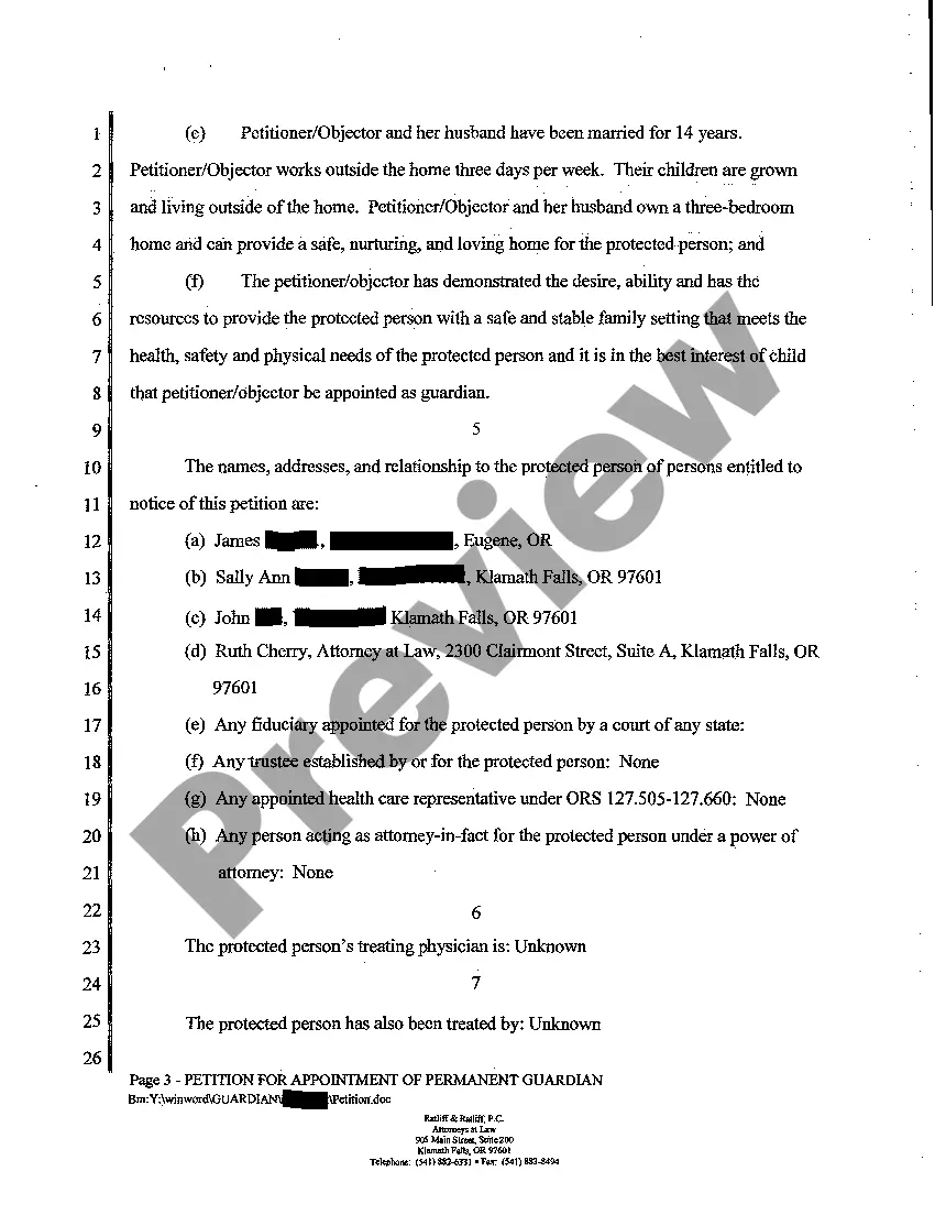 Preview A03 Petition for Appointment of Permanent Guardian