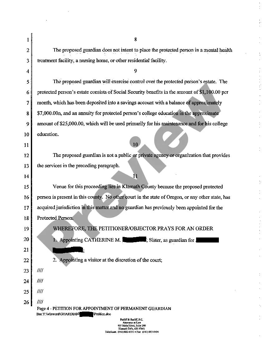 Preview A03 Petition for Appointment of Permanent Guardian