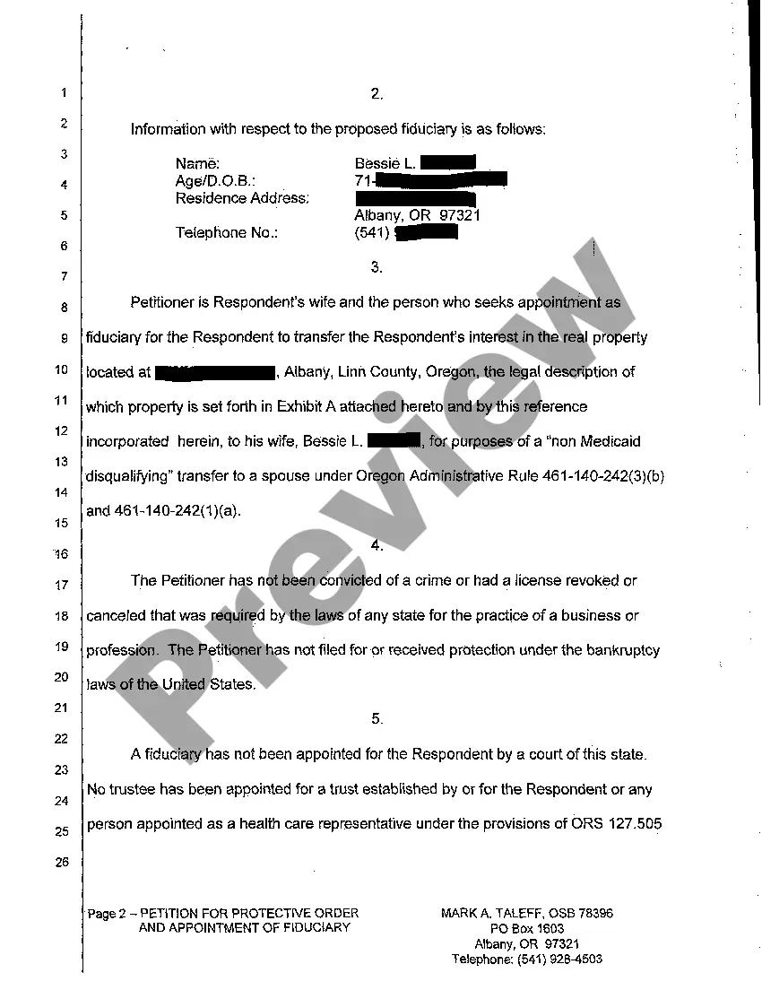 Preview A01 Petition for Protective Order and Appointment of Fiduciary Conservator of Adult