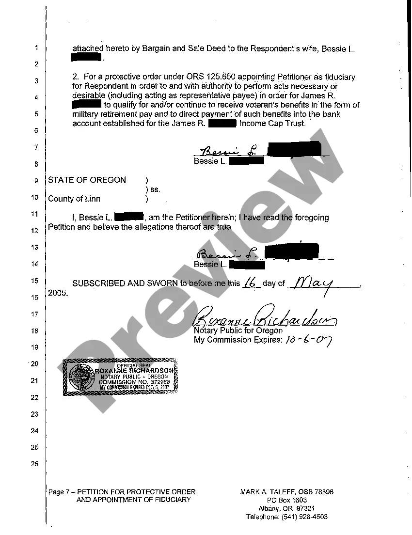 Preview A01 Petition for Protective Order and Appointment of Fiduciary Conservator of Adult