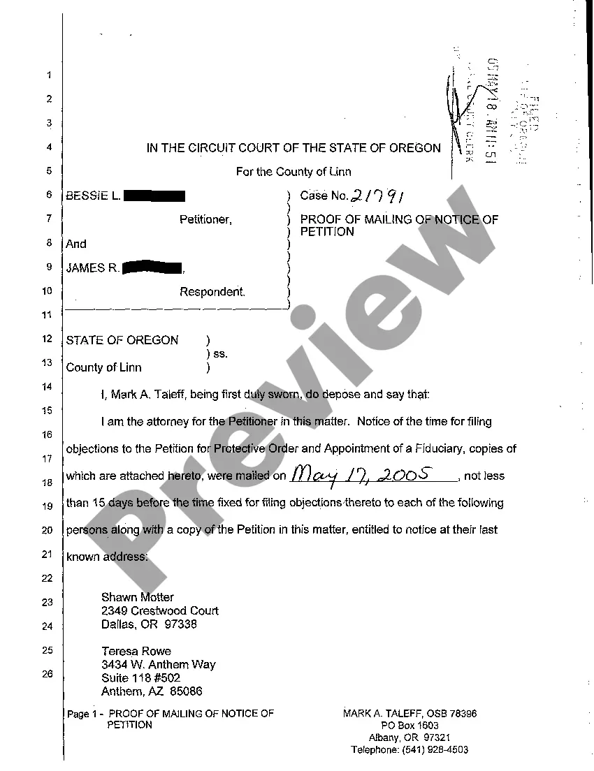 Preview A02 Notice to Interested Persons that Petition to Appoint Conservator has Been Filed