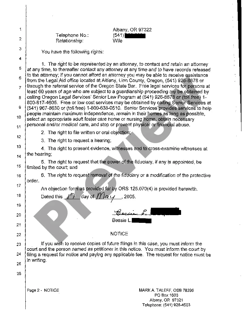 Preview A03 Notice that Petition to Appoint Conservator has Been Filed