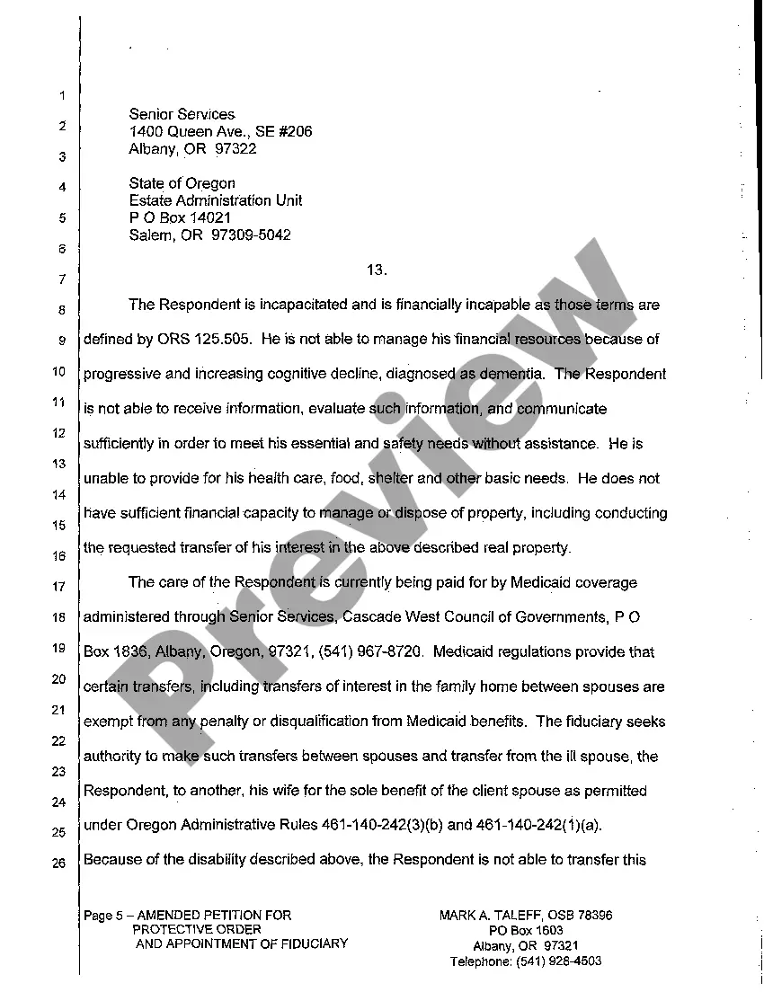 Preview A04 Amended Petition for Protective Order and Appointment of Fiduciary