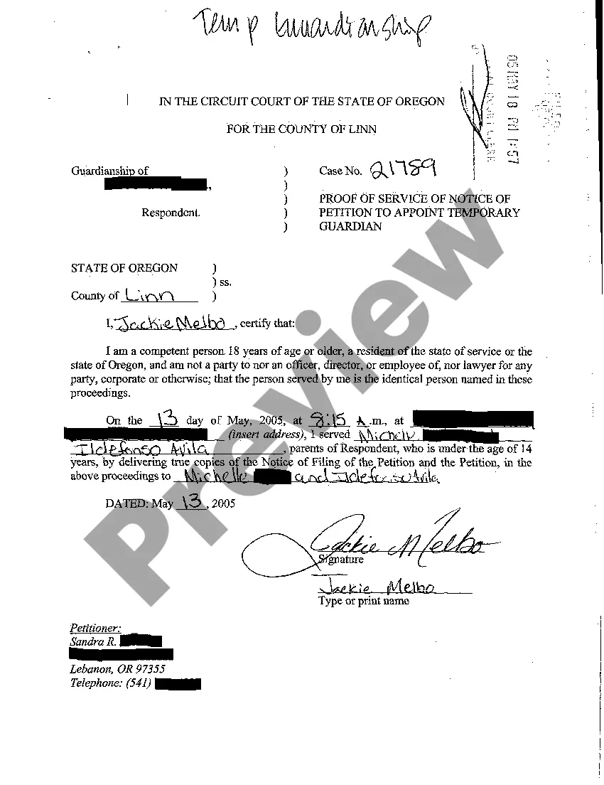 Preview A02 Notice of Petition to Appoint Temporary Guardian for a Minor