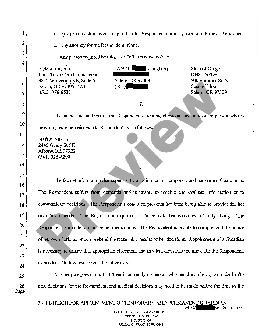 Get A01 Petition for Appointment of Temporary and Permanent Guardian of Adult Preview A01 Petition for Appointment of Temporary and Permanent Guardian of Adult