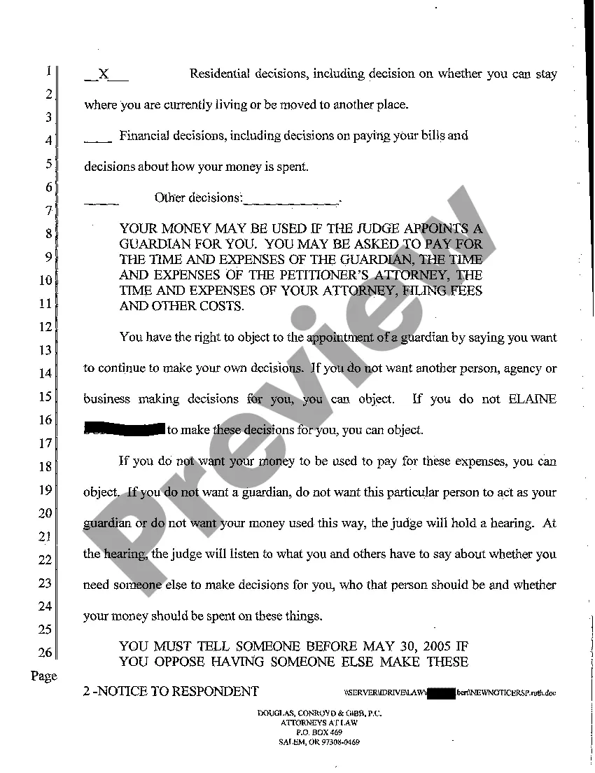 Get A04 Notice to Respondent that Petition for Appointment of Temporary and Permanent Guardian was Filed Preview A04 Notice to Respondent that Petition for Appointment of Temporary and Permanent Guardian was Filed
