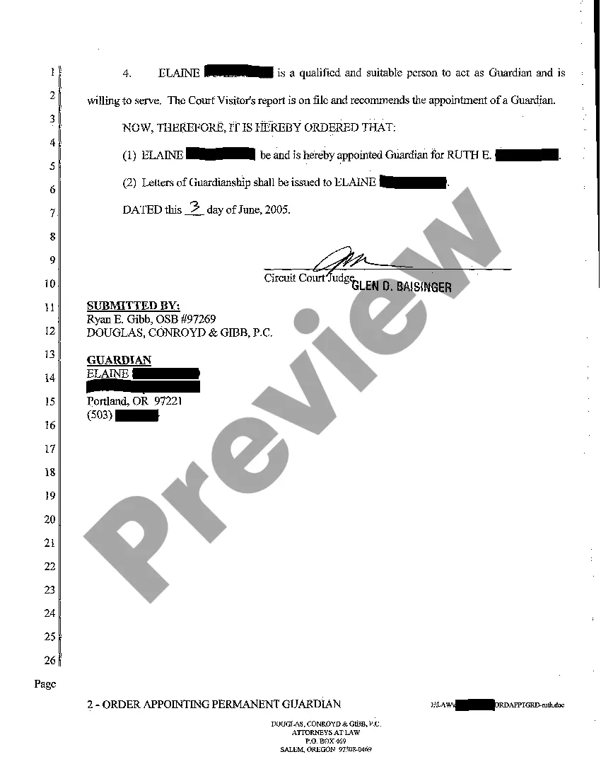Get A05 Order Appointing Permanent Guardian of Adult Preview A05 Order Appointing Permanent Guardian of Adult