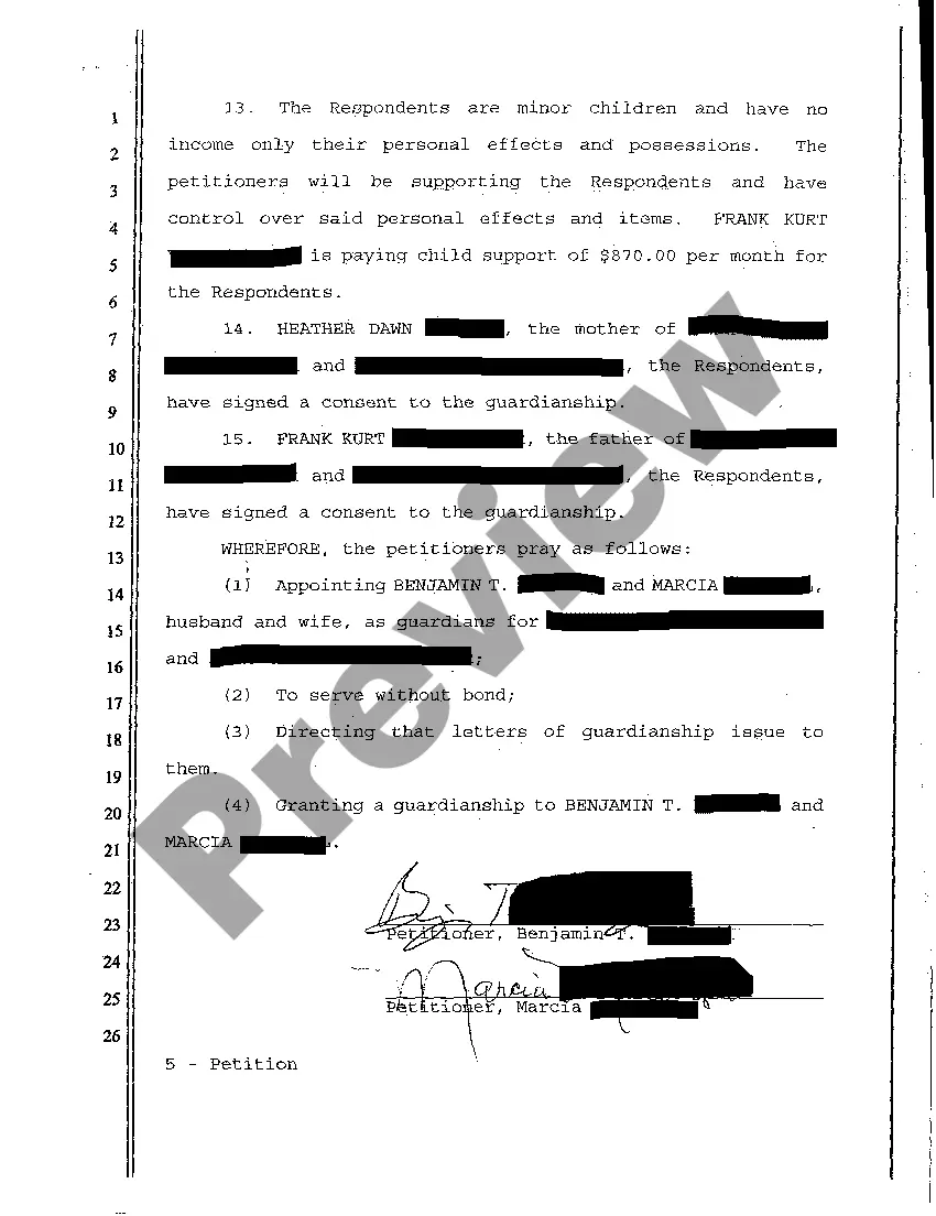 Get A01 Petition for Appointment of Guardians for Minors Preview A01 Petition for Appointment of Guardians for Minors