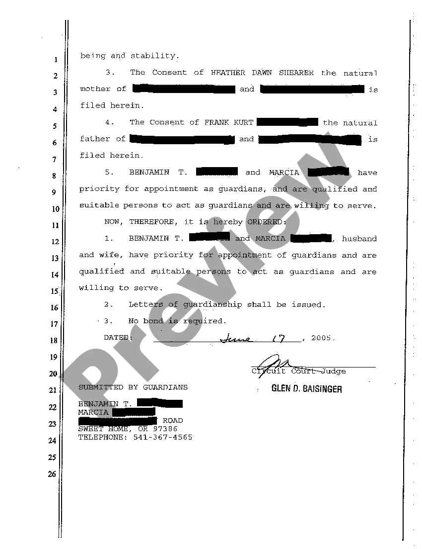Get A03 Order Appointing Guardians for Minors Preview A03 Order Appointing Guardians for Minors