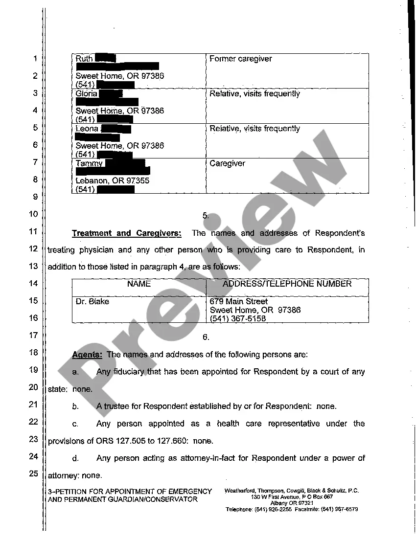 Preview A01 Petition for Appointment of Emergency and Permanent Guardian Conservator of an Adult