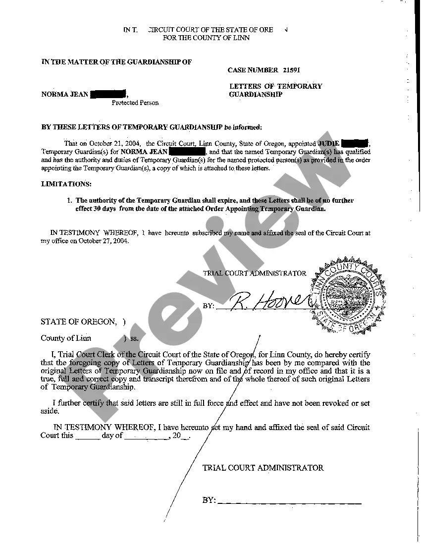 Preview A02 Order Appointing Temporary Guardian Conservator of Adult