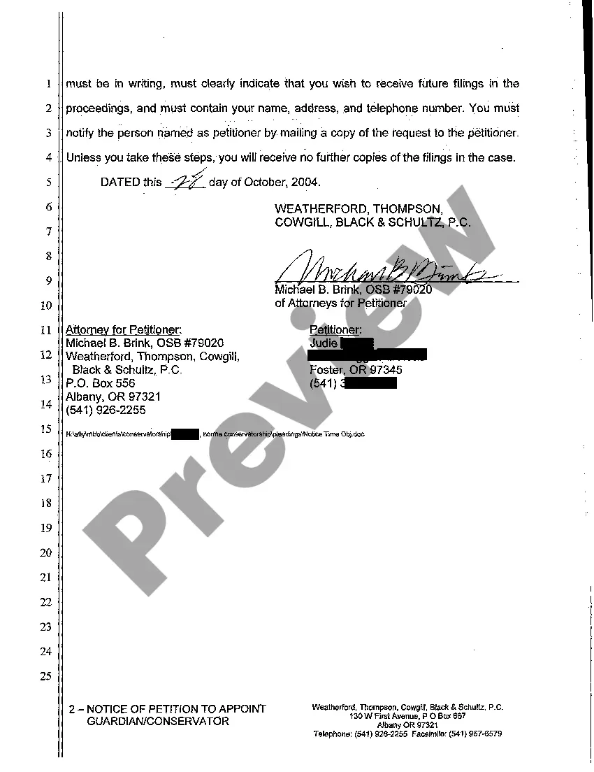 Preview A03 Notice of Petition to Appoint Guardian Conservator of Adult