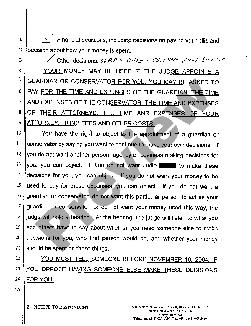 Get A04 Notice to Respondent of Petition to Appoint Guardian or Conservator Preview A04 Notice to Respondent of Petition to Appoint Guardian or Conservator