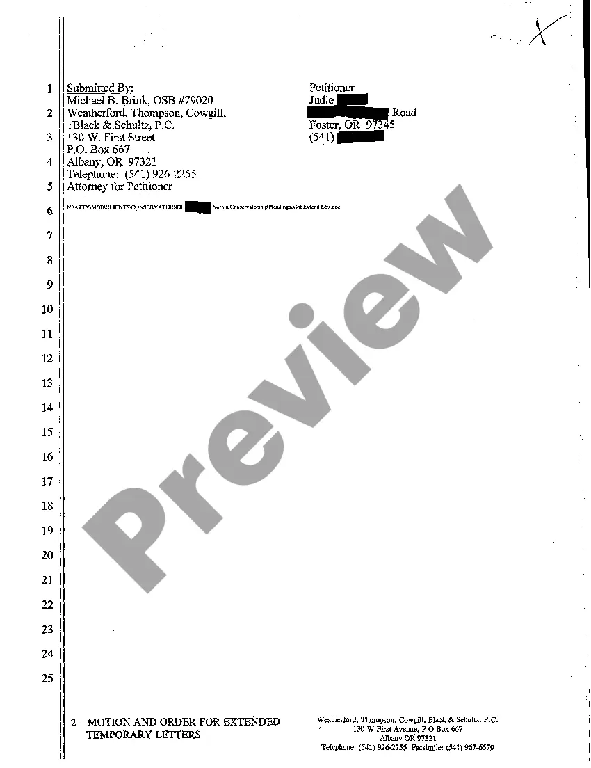 Preview A05 Motion and Order for Extended Letters of Conservatorship