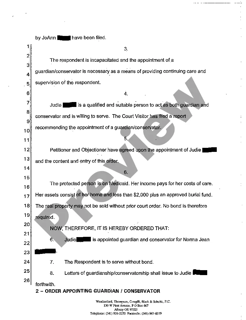 Get A06 Order Appointing Guardian Conservator of Adult Preview A06 Order Appointing Guardian Conservator of Adult