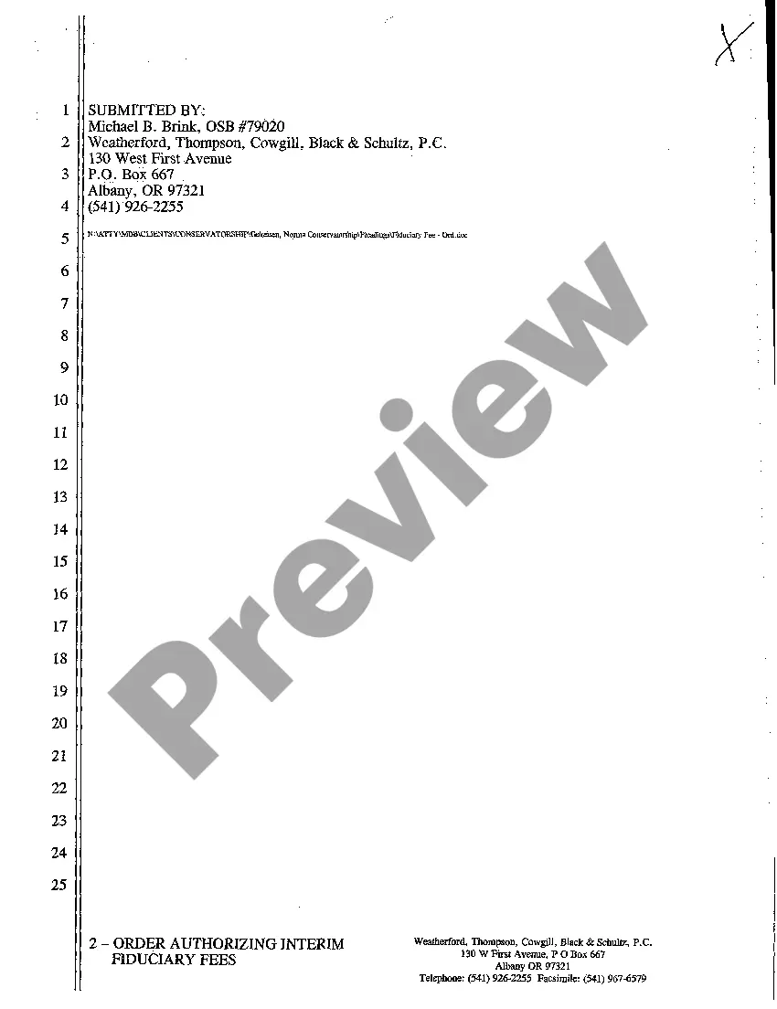 Get A13 Order Authorizing Interim Fiduciary Fees Preview A13 Order Authorizing Interim Fiduciary Fees