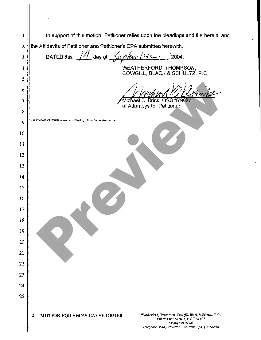 Preview A04 Motion to Direct Respondent to Show Cause why an Accounting Should not be Ordered