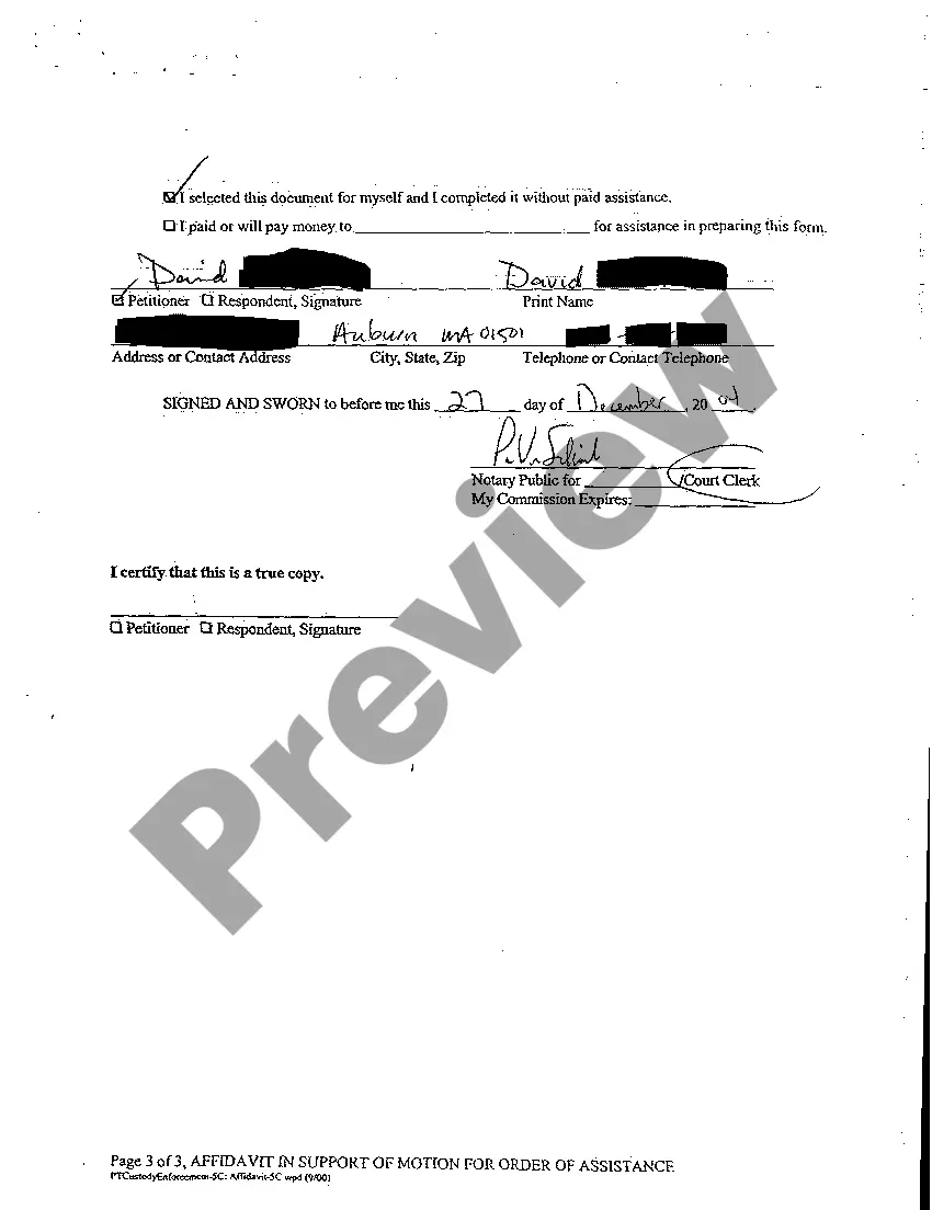 Preview Ex Parte Petition for Order of Assistance