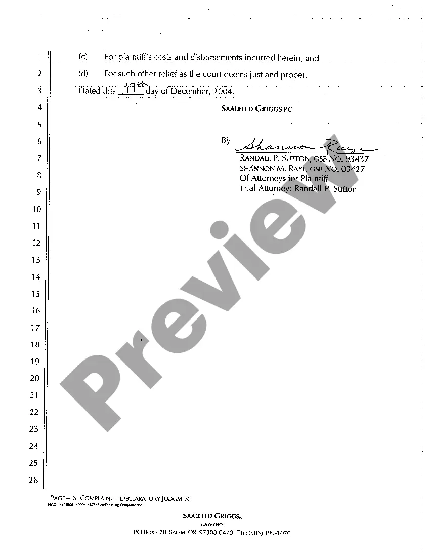 Get Complaint Declaratory Judgment (Breach of Covenants, Conditions and Restrictions) Preview Complaint Declaratory Judgment (Breach of Covenants, Conditions and Restrictions)