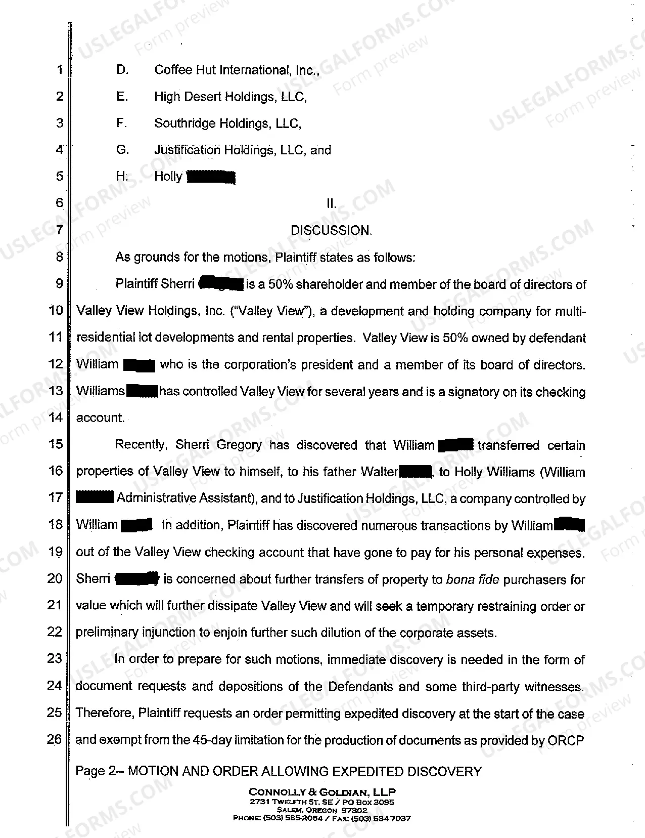 Preview A02 Motion and Order Allowing Expedited Discovery from Defendants