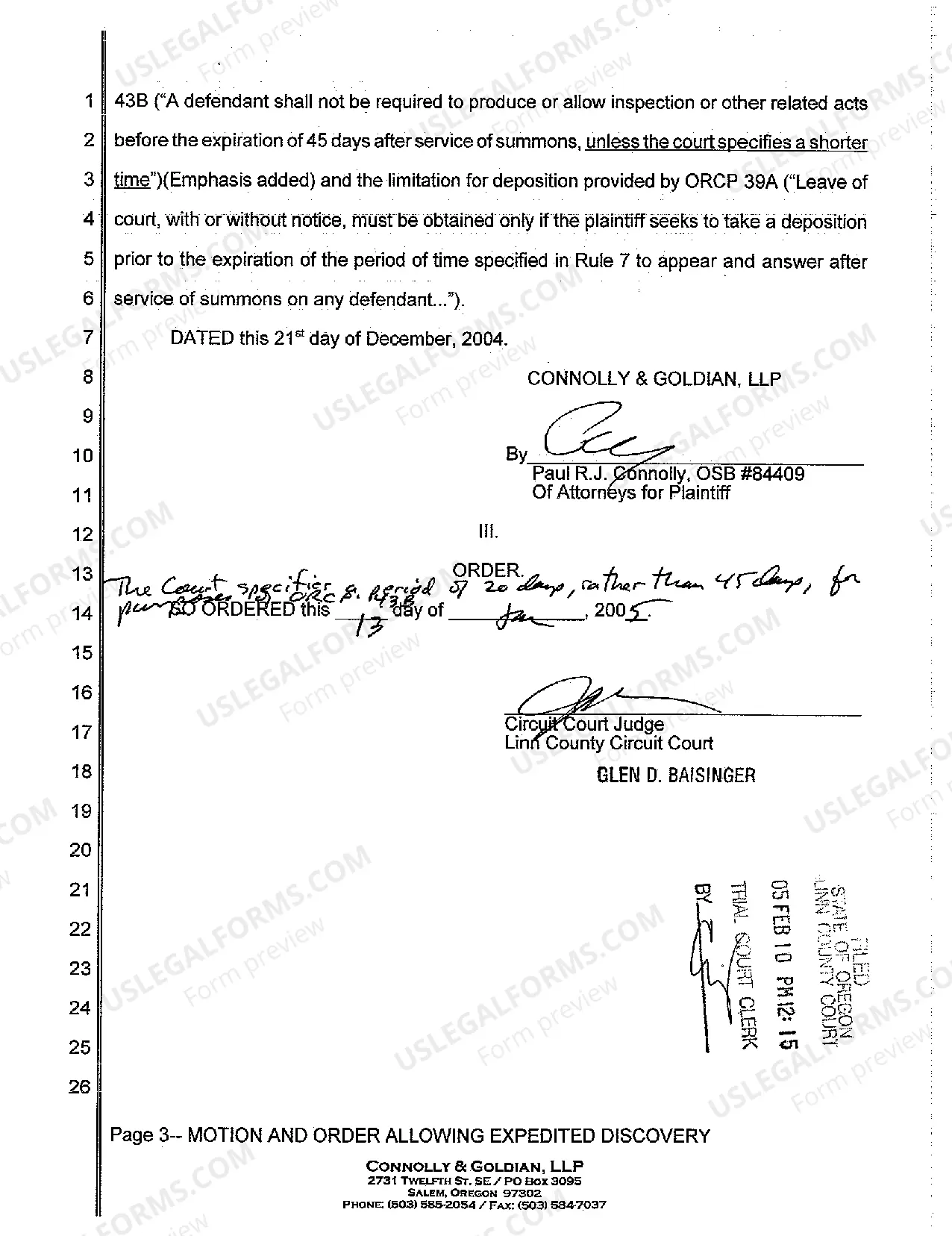 Preview A02 Motion and Order Allowing Expedited Discovery from Defendants