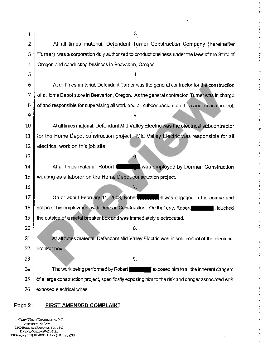 Preview A03 First Amended Complaint - Employer Liability Law, Negligence