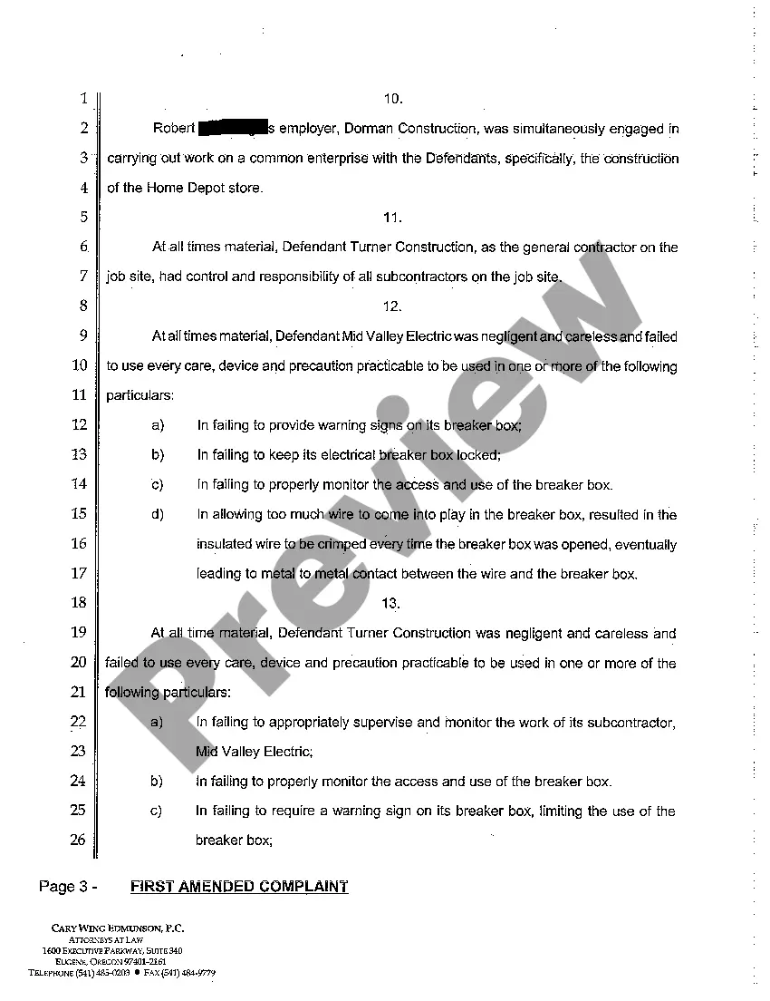 Preview A03 First Amended Complaint - Employer Liability Law, Negligence