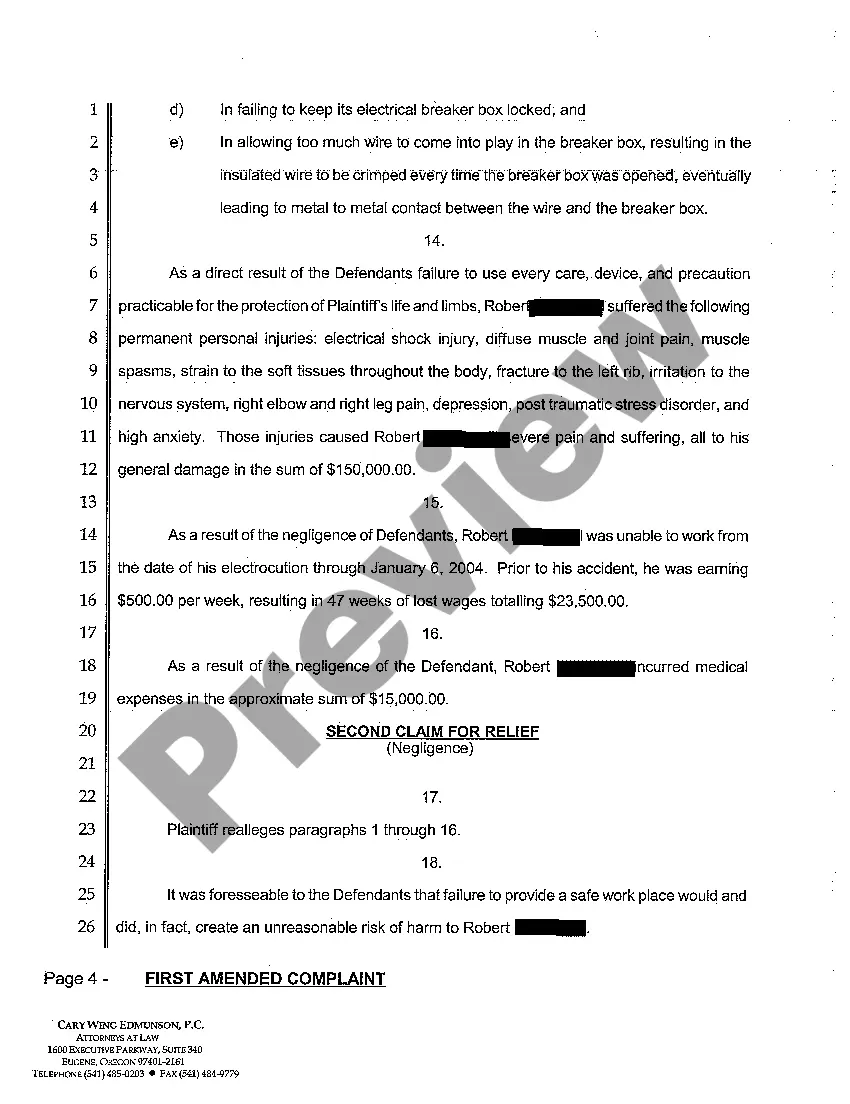 Preview A03 First Amended Complaint - Employer Liability Law, Negligence