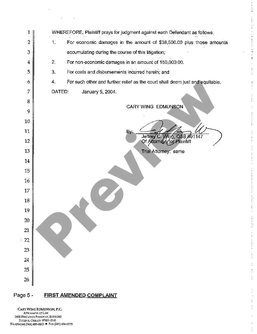 Preview A03 First Amended Complaint - Employer Liability Law, Negligence