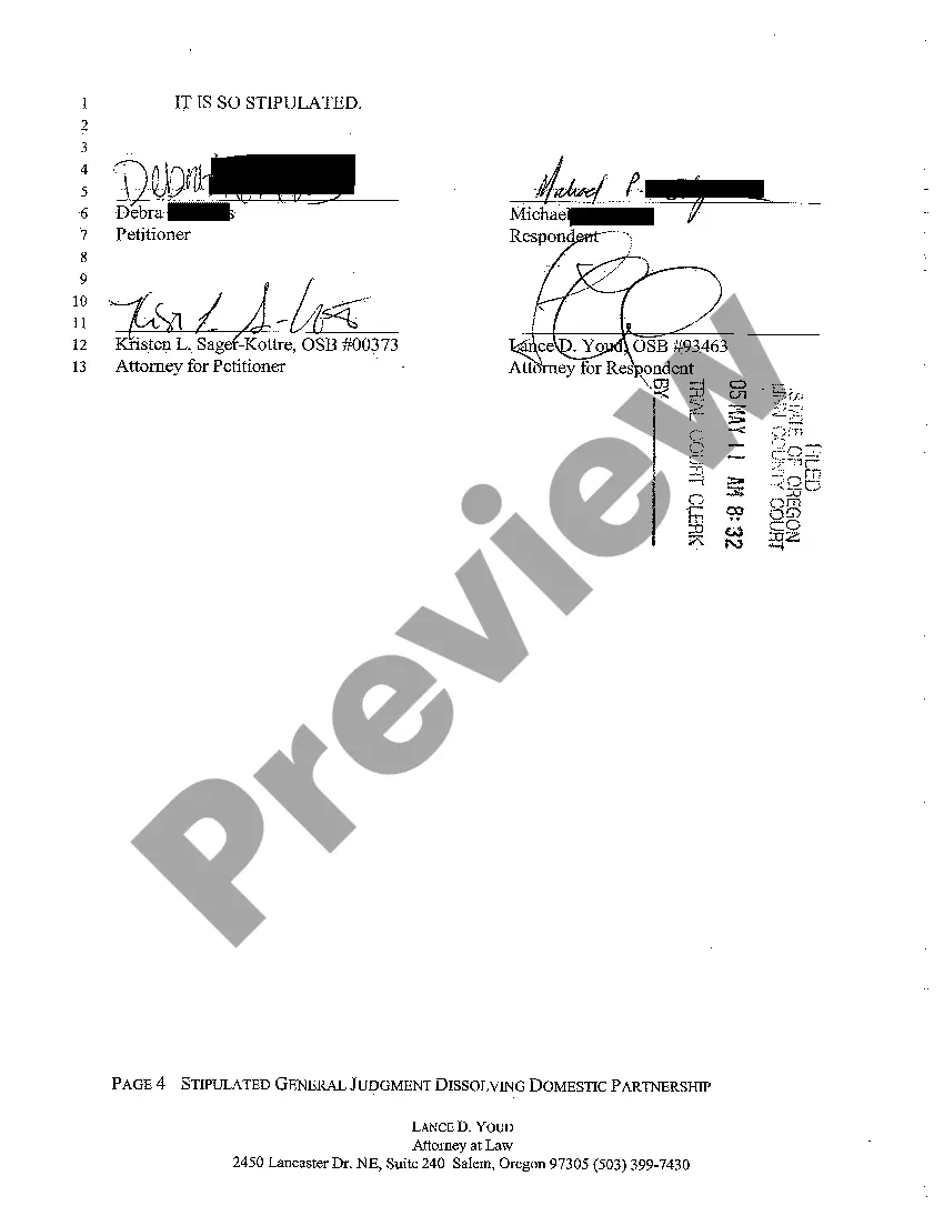 Get A05 Stipulated General Judgment Dissolving Domestic Partnership Preview A05 Stipulated General Judgment Dissolving Domestic Partnership