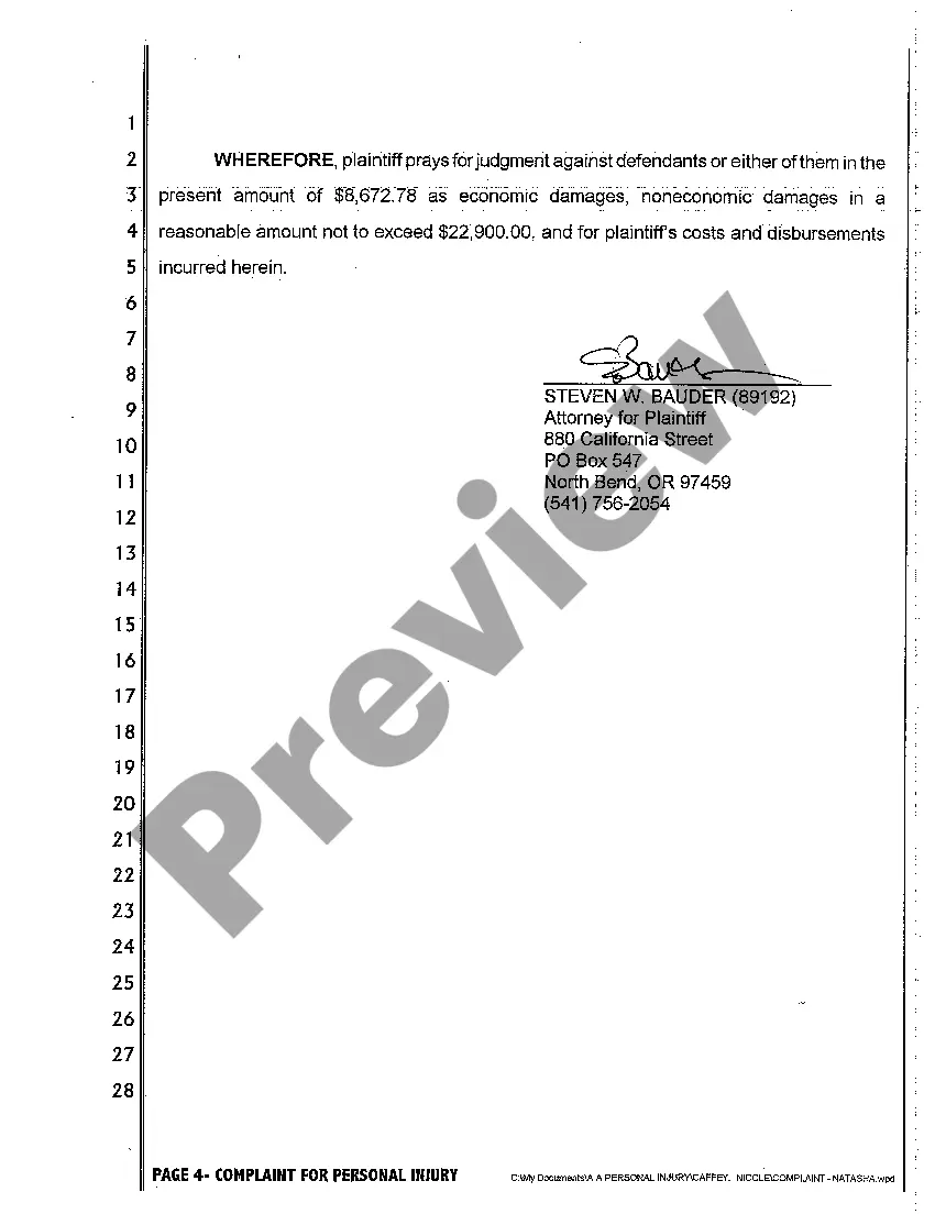 Get A01 Complaint for Personal Injuries Preview A01 Complaint for Personal Injuries