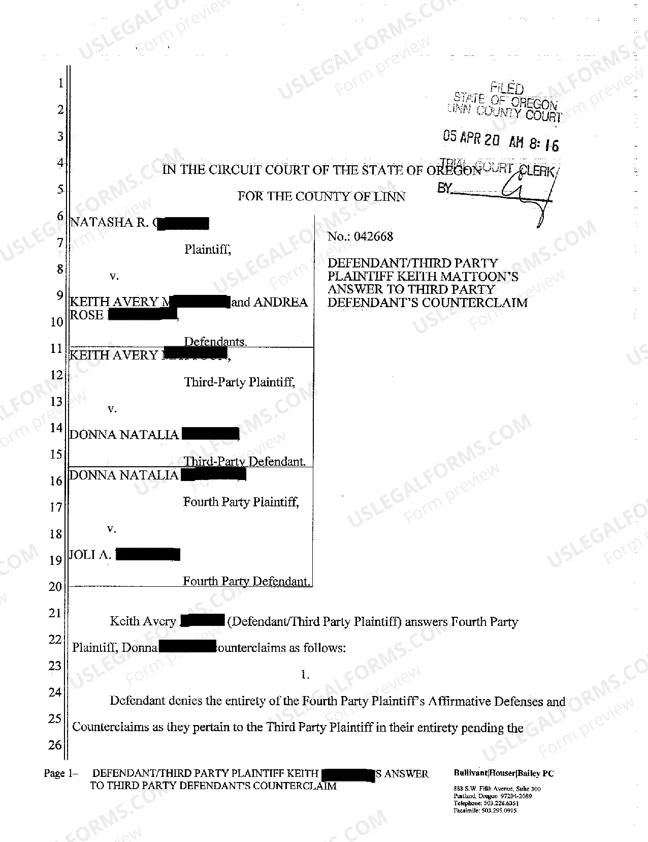 Preview A02 Defendant's Answer, Affirmative Defenses, Crossclaims, and Third-Party Complaint