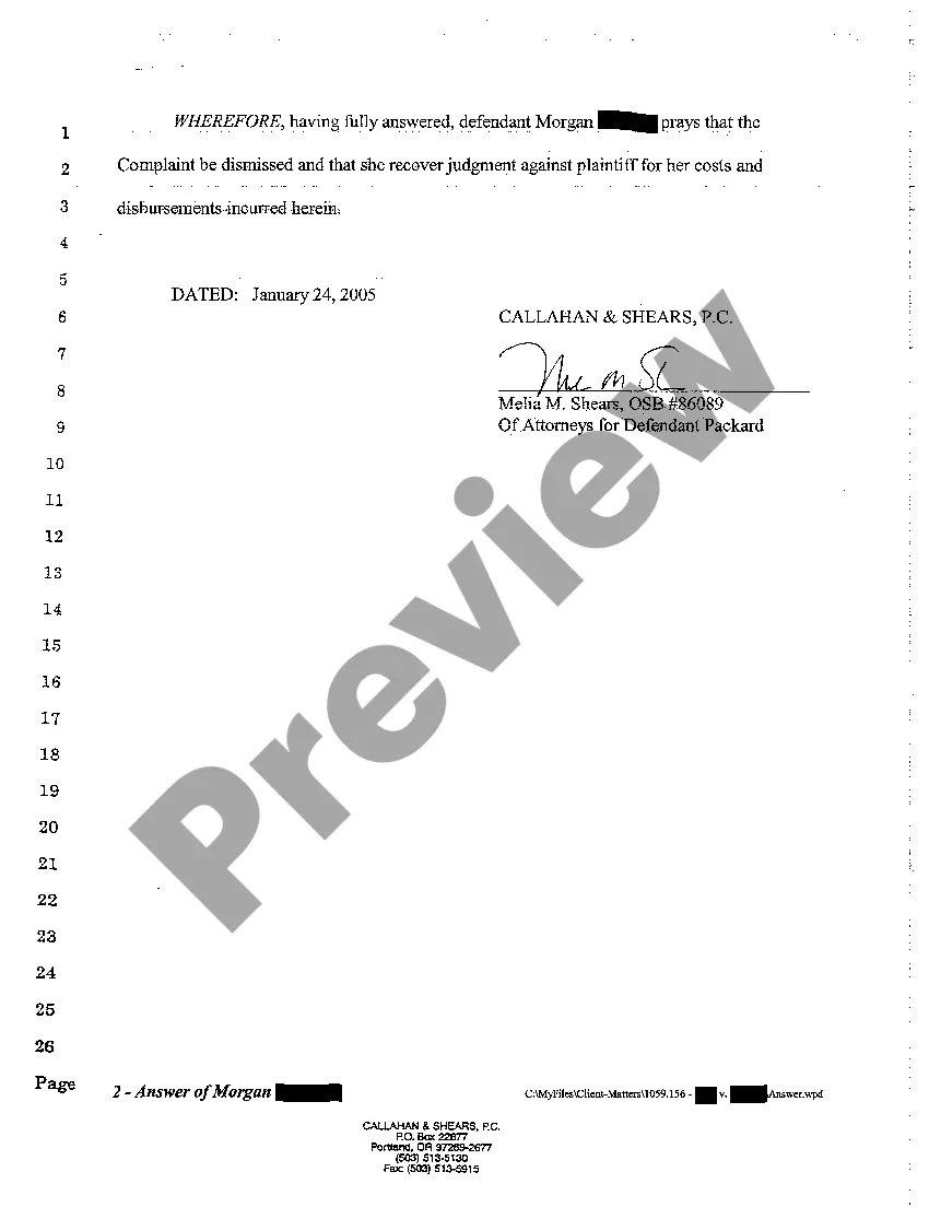 Preview A02 Answer of Defendant