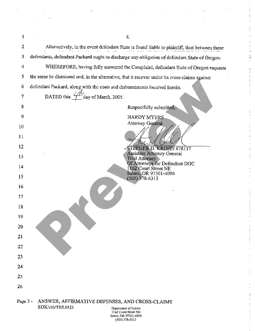 Get A03 Answer, Affirmative Defenses, and Crossclaims Preview A03 Answer, Affirmative Defenses, and Crossclaims