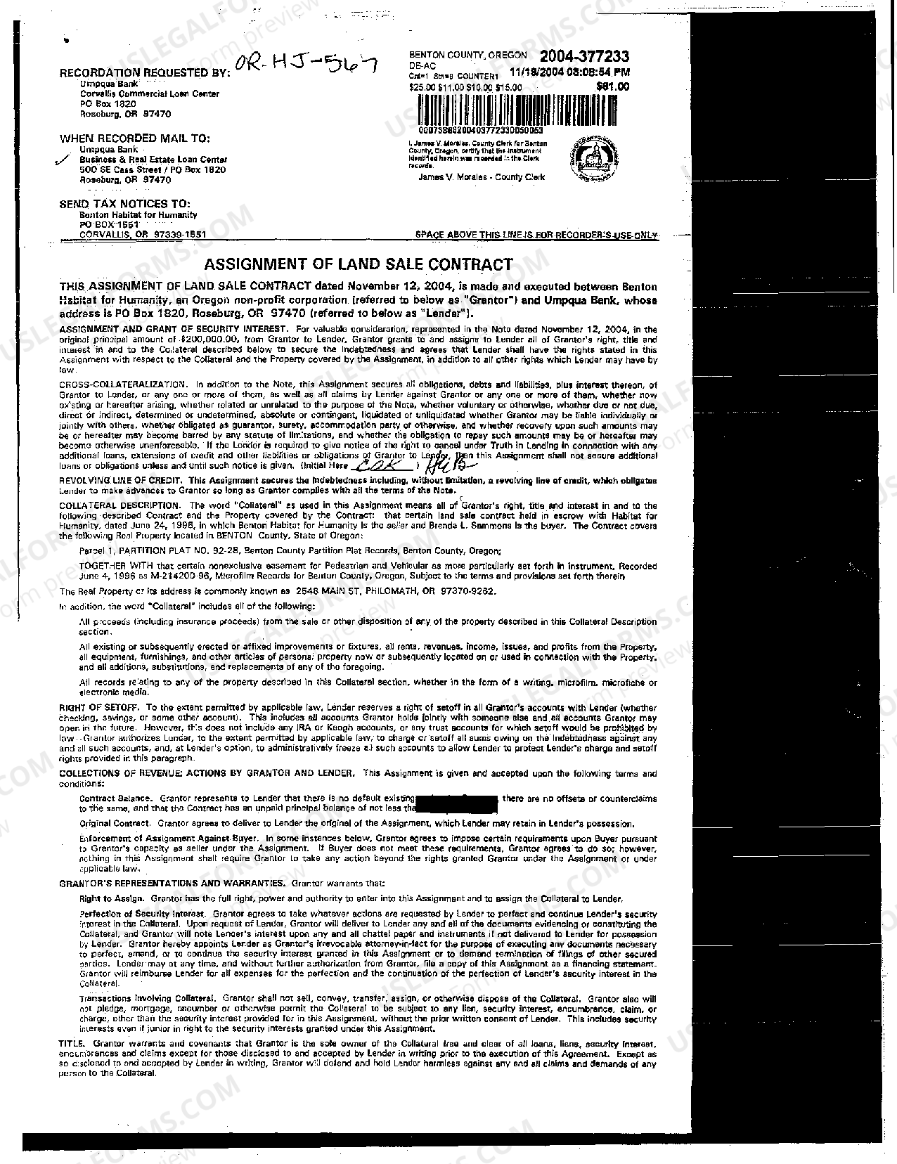 Land Sale Contract Oregon US Legal Forms