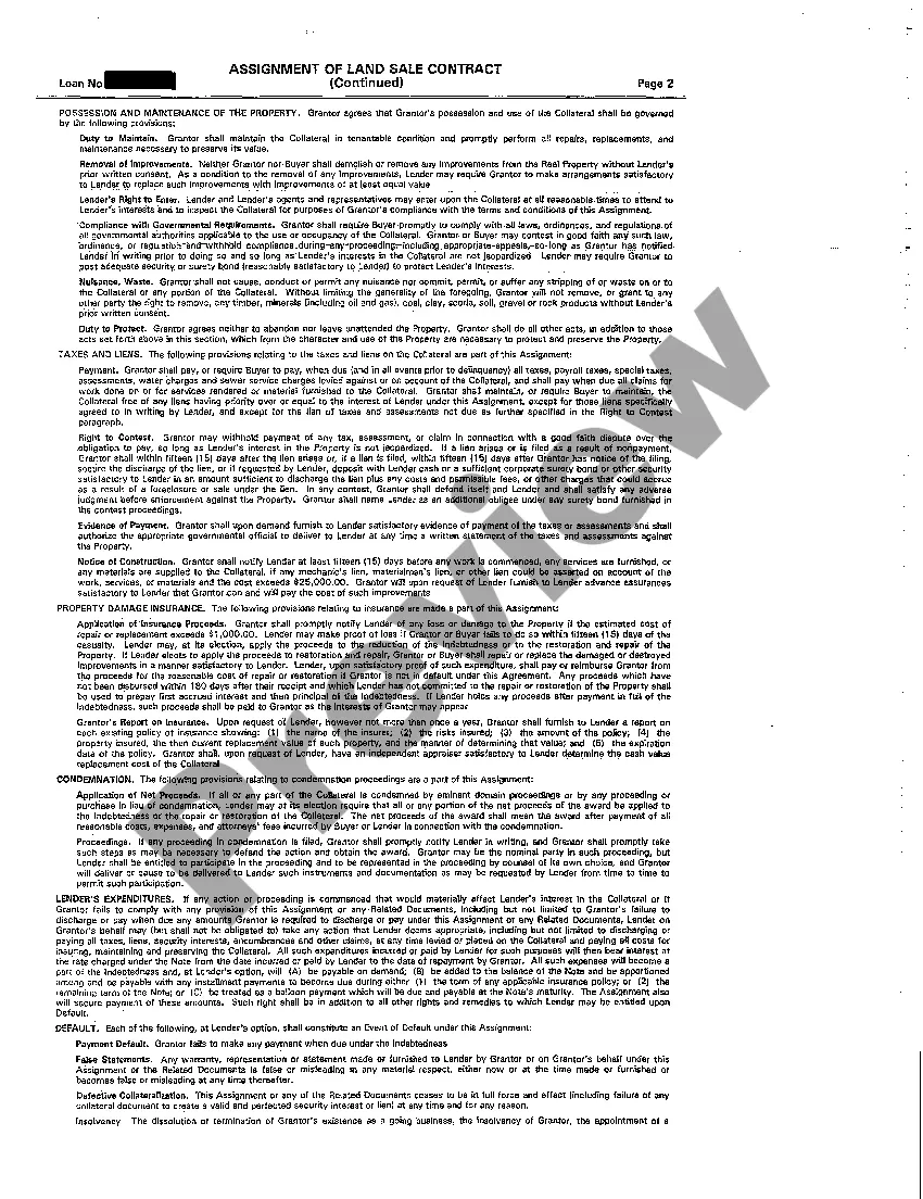 Preview Assignment of Land Sale Contract