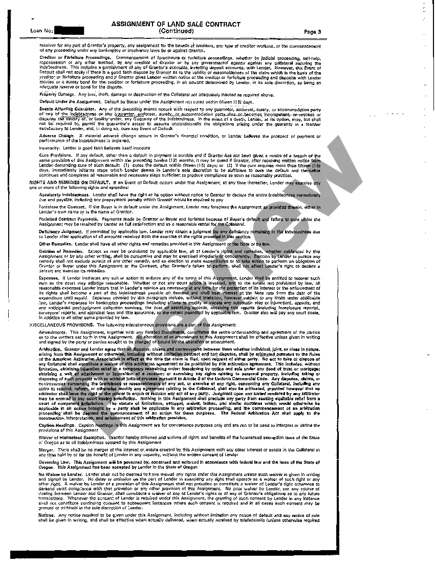 Preview Assignment of Land Sale Contract