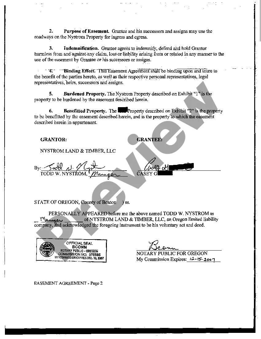 Preview Easement Agreement for Roadway
